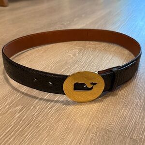 VINEYARD VINES BLACK SIGNATURE WHALE BELT, SIZE XS